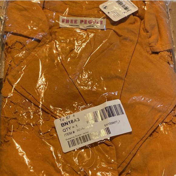 Free People Susanna Duster Jacket Mustard Brown, NWT, S (Fits S-M, Loosely) - Picture 6 of 10